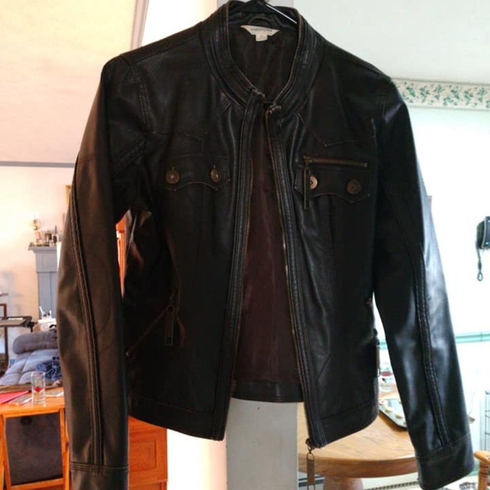 Black Faux Leather Moto Jacket
